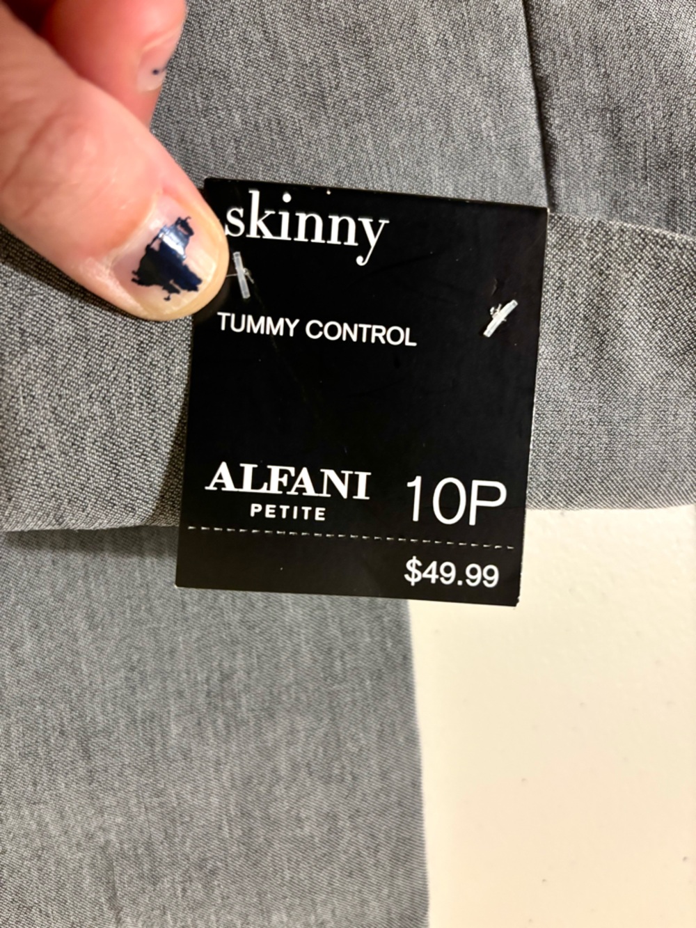 Alfani Gray Grey Size 10P Cropped Dress Pants Office Romantic Pull On Tummy NWT - Picture 4 of 7